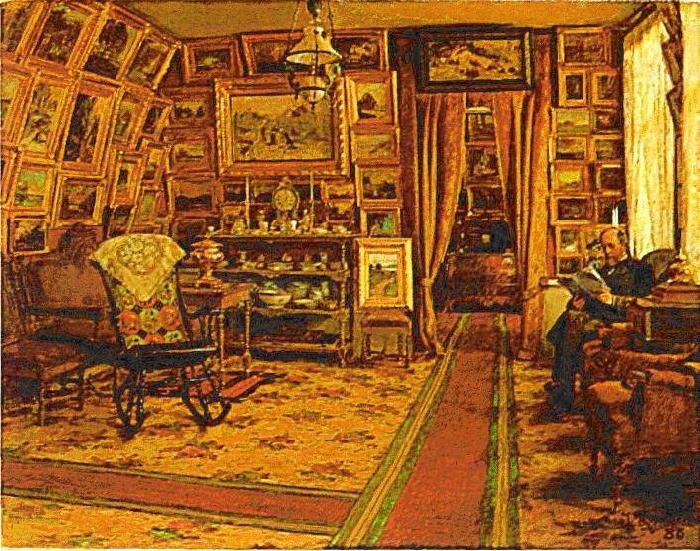 johan krouthen Stiftsbibliotekarie Segersteen i sitt hem oil painting image
